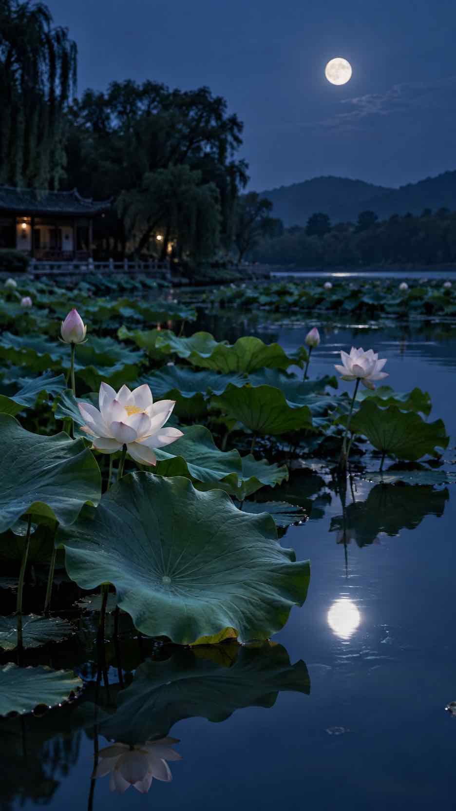Lotus Pond on a Summer Night