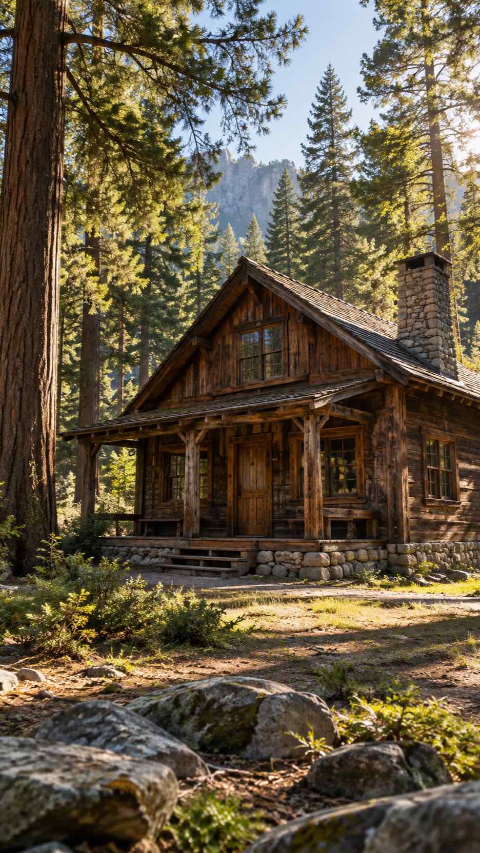 Wooden Cabin in the Sunlight